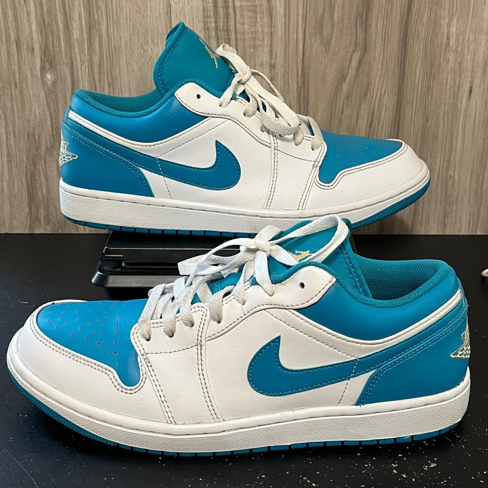 Nike Air Jordan 1 Low Shoes White Aquatone 553558-174 Men's